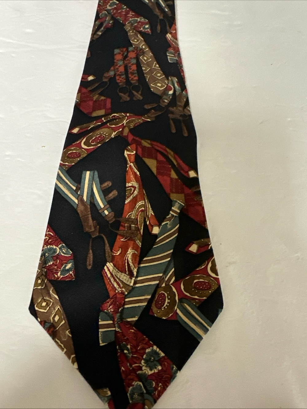 Classic Black Tie with Multicolor Pattern - Men Accessories Polo Ralph Lauren